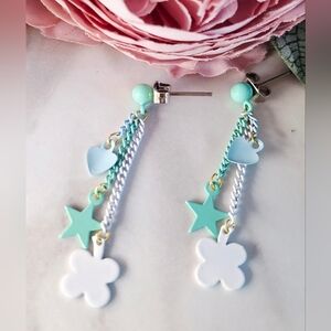 Vintage 80s Stars & Hearts Dangle Earrings